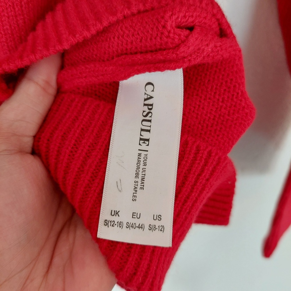 Capsule Red Ruffle Sleeve Crewneck Sweater Womens Small 8-12 NWT - Picture 4 of 10